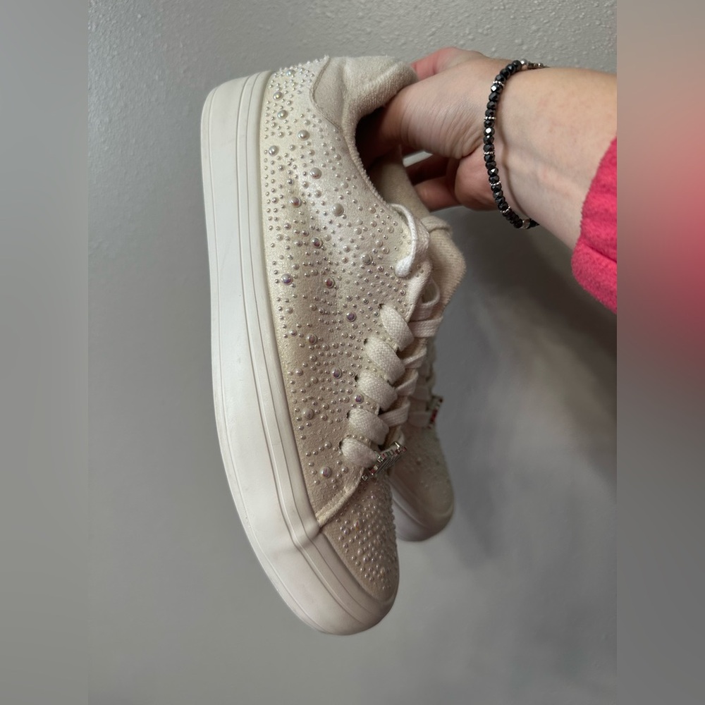 Juicy Couture Alanis B Studded Lace-up Glam Sneakers Pearl White 7.5 - Picture 10 of 10